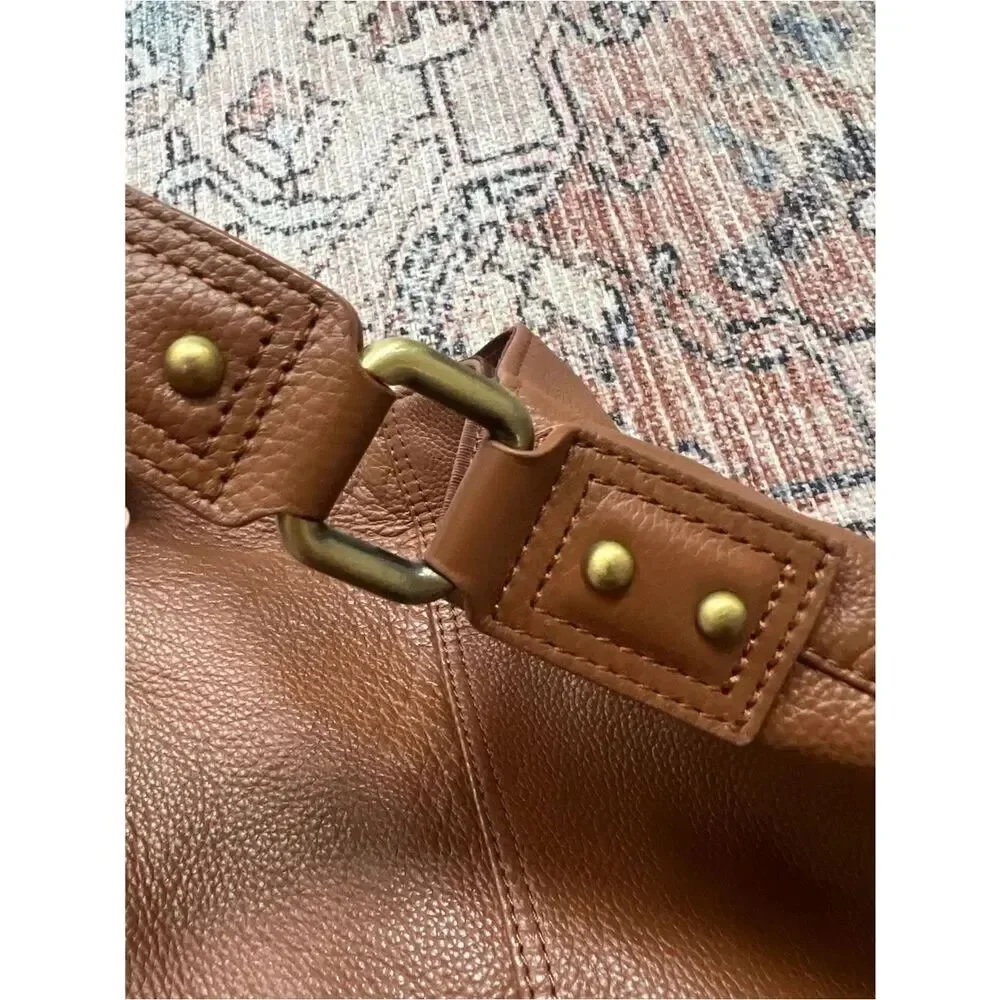 KOOBA Pebbled Leather Hobo Bag Luggage Brown Genuine Leather Purse